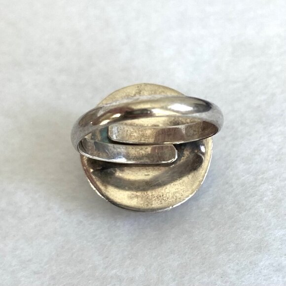 Sterling Silver 925 Round Domed Hollow Scrollwork Adjustable Ring Sz 8.25 - 9.5 - Picture 7 of 16